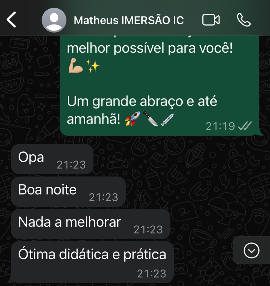 Depoimento de aluno da imersão