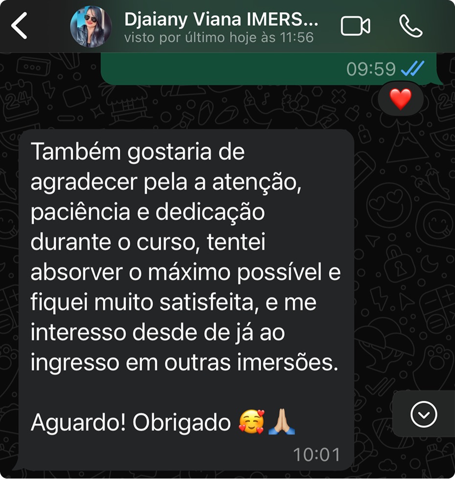 Depoimento de aluno da imersão