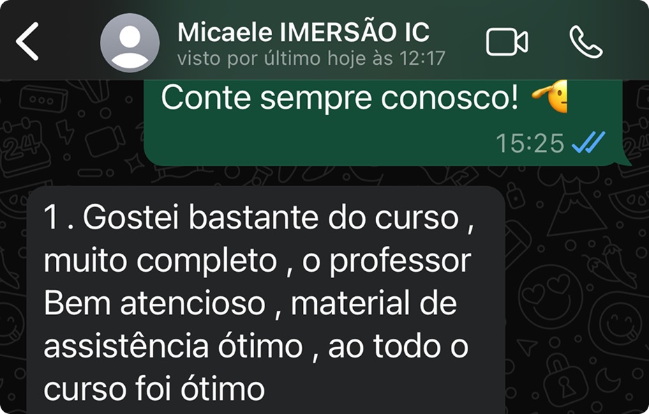 Depoimento de aluno da imersão