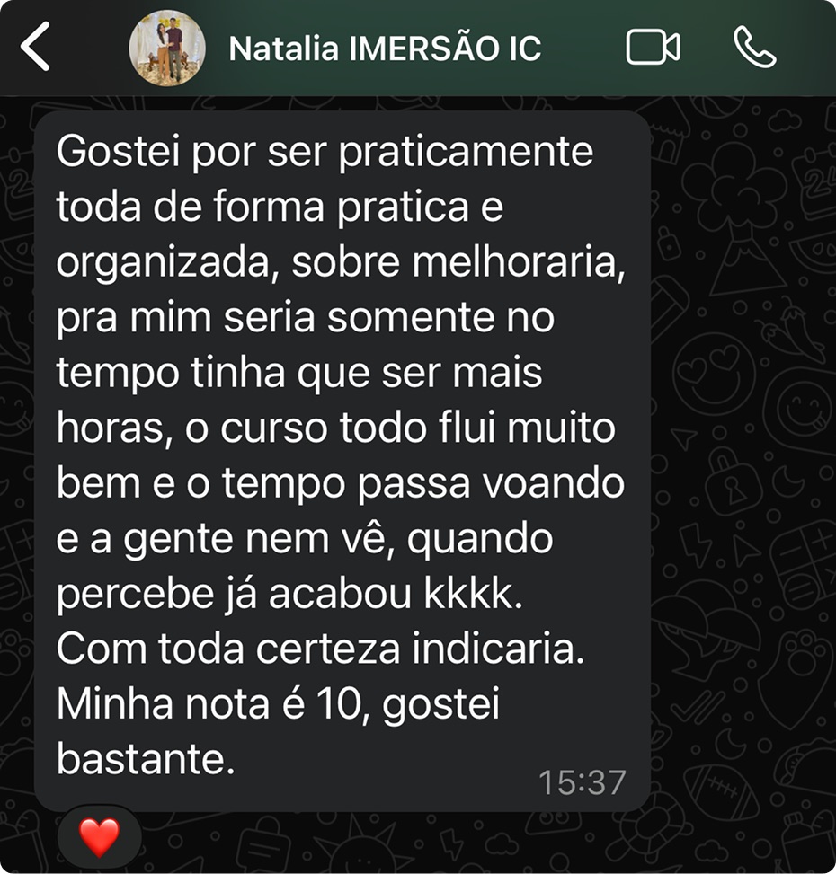 Depoimento de aluno da imersão