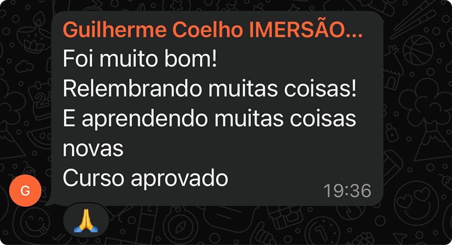 Depoimento de aluno da imersão