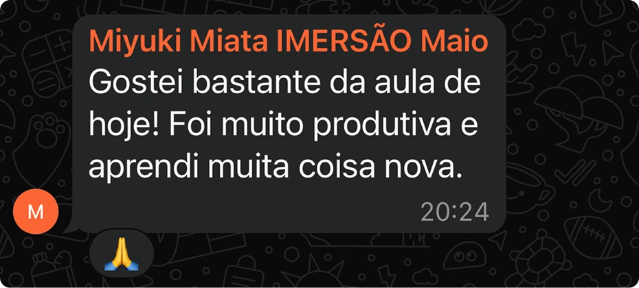 Depoimento de aluno da imersão