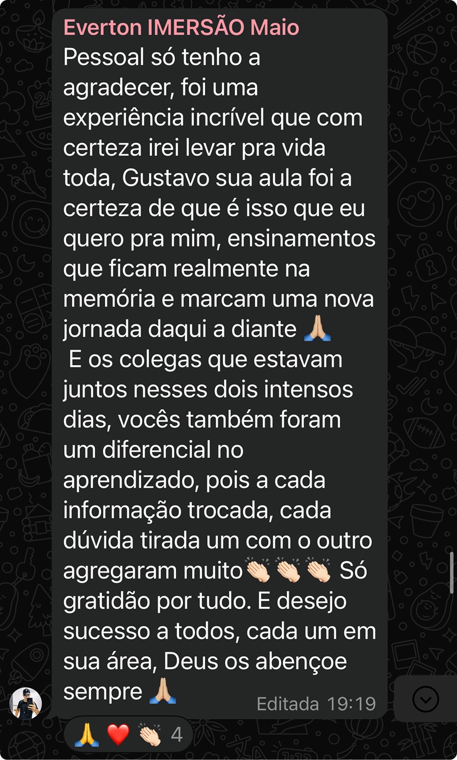 Depoimento de aluno da imersão